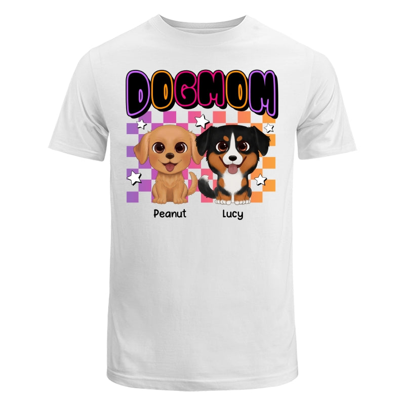 Retro Colorful Dog Mom Cute Sitting Dog Cartoon Personalized Shirt