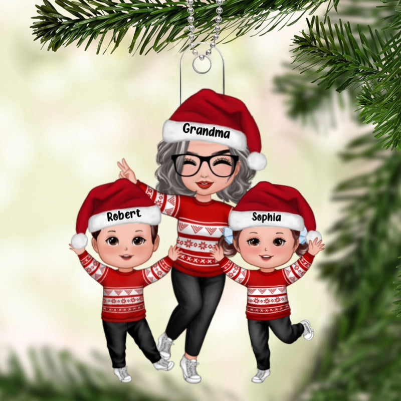 Grandma Grandkids - Personalized Acrylic Ornament - Gift For Granddaughter, Grandson