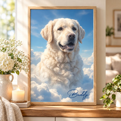 Dog Cat Memorial Portrait from Photo - Personalized Poster - Heartfelt Sympathy Keepsake, Christmas Gift for Loved Ones