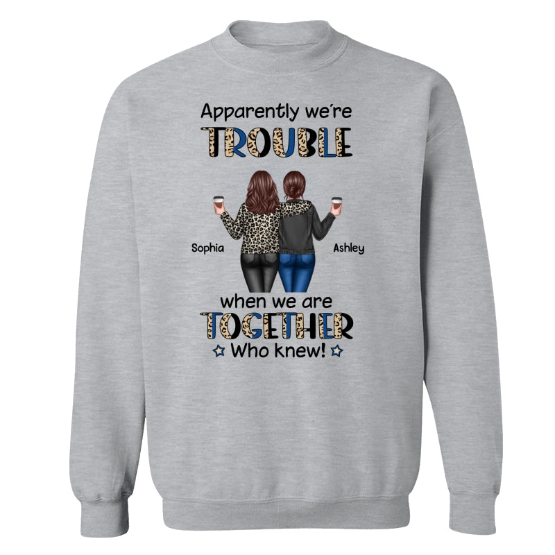 Half Leopard Denim Best Friends Trouble Together Personalized Shirt