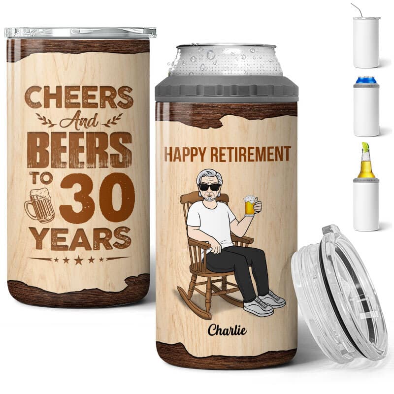 Cheers & Beers To Years Birthday Gift Retirement Gift Personalized Tumbler 4 In 1 Can Cooler