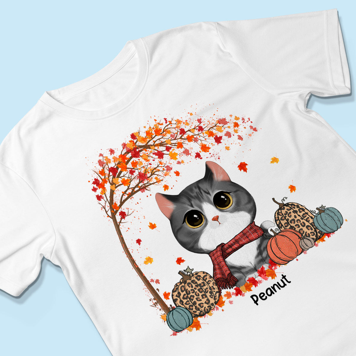 Fall Season Watercolor Cute Cats Under Tree Personalized Shirt