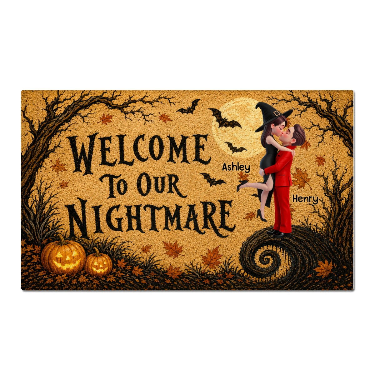Trending Couple Welcome To Our Nightmare - Personalized Doormat - Halloween Decor For Couple
