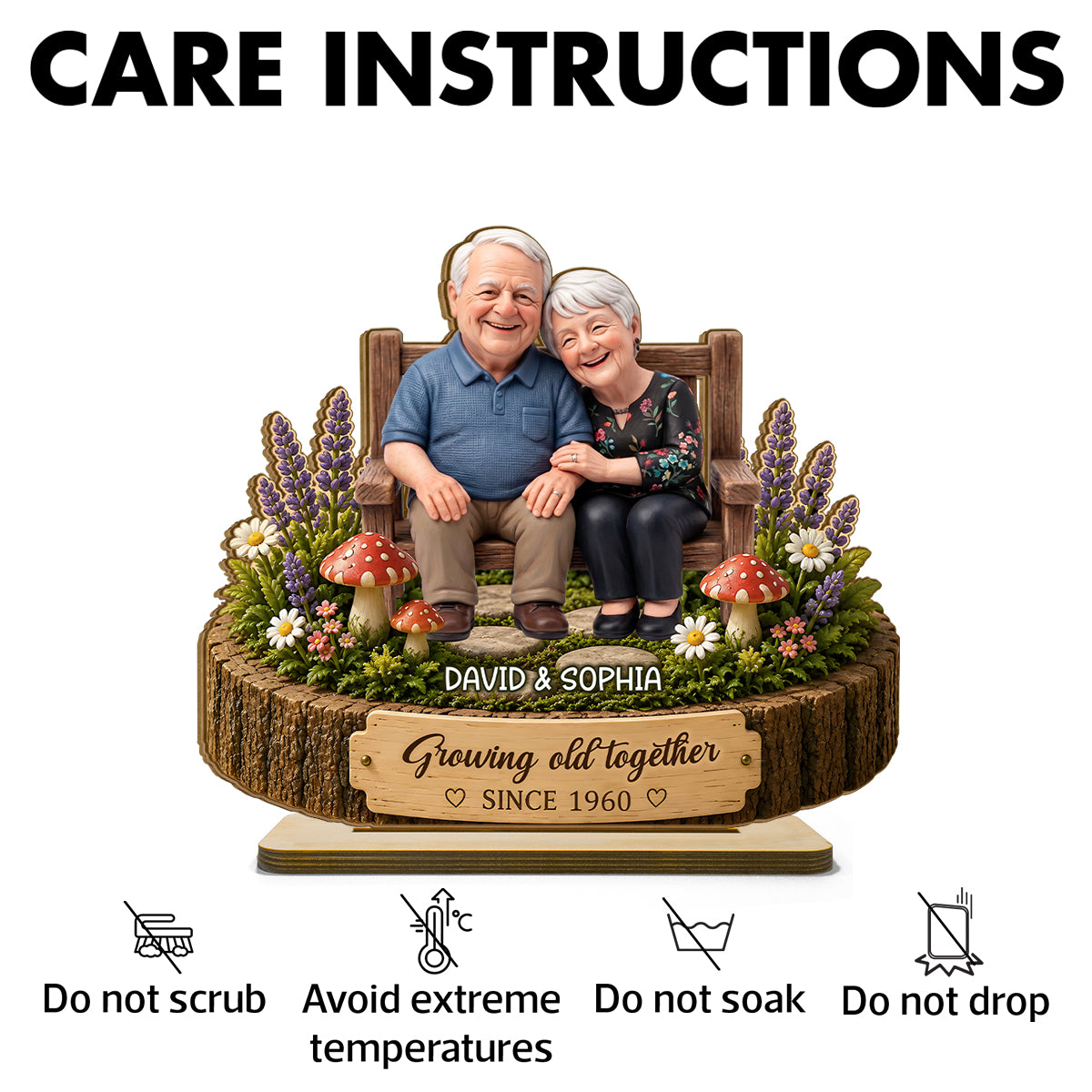 Custom Photo Couple Sitting - Personalized 2-Layered Wooden Plaque - Gift For Couple