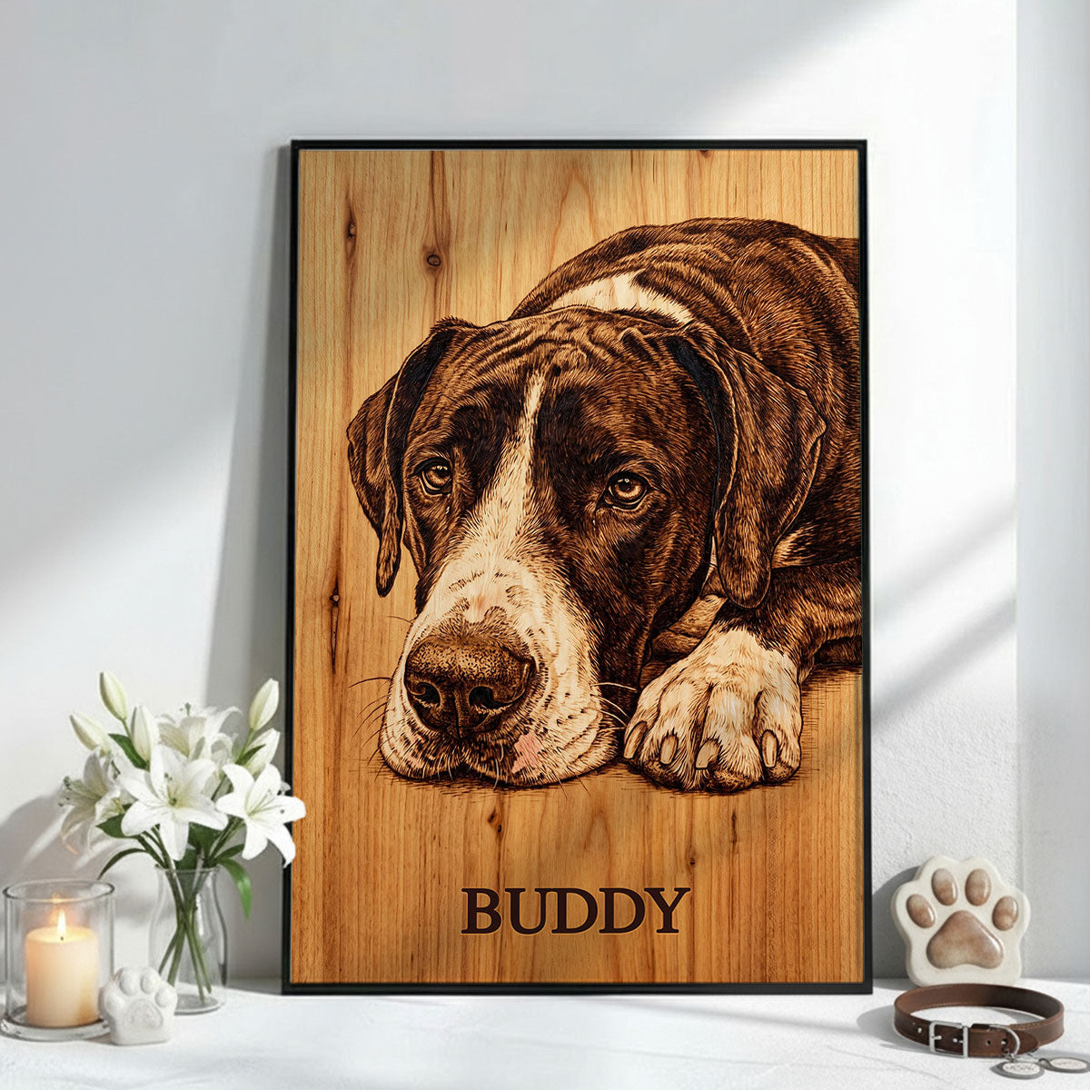 Custom Pet Portrait from Photo - Personalized Poster - Heartfelt Memory Sympathy Gift for Dog Cat Lovers