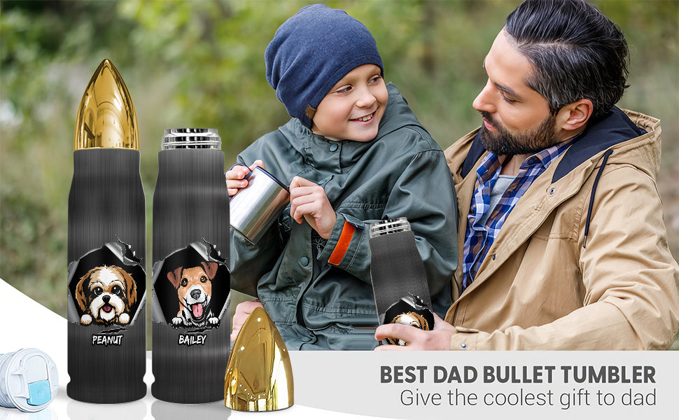 Unique Gift For Dog Lover Peeking Dog Ragged Hole Torn Personalized Bullet Tumbler