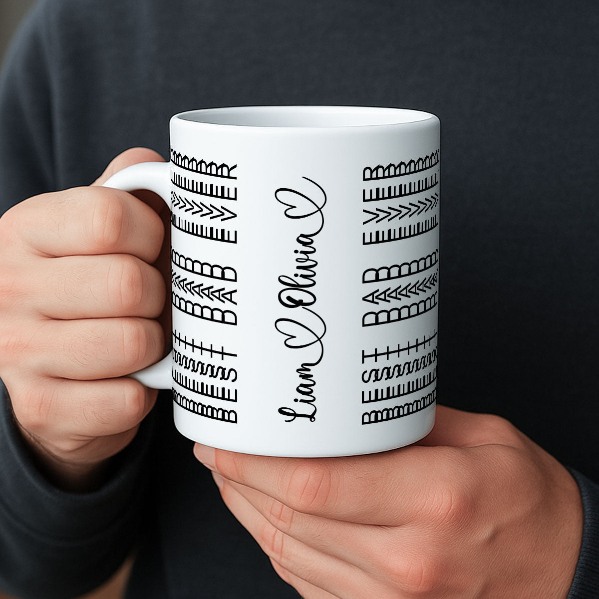 Best Dad Ever Funny Dad Hidden Message Personalized Mug, Father's Day Gift for Dad, Custom Kids' Names