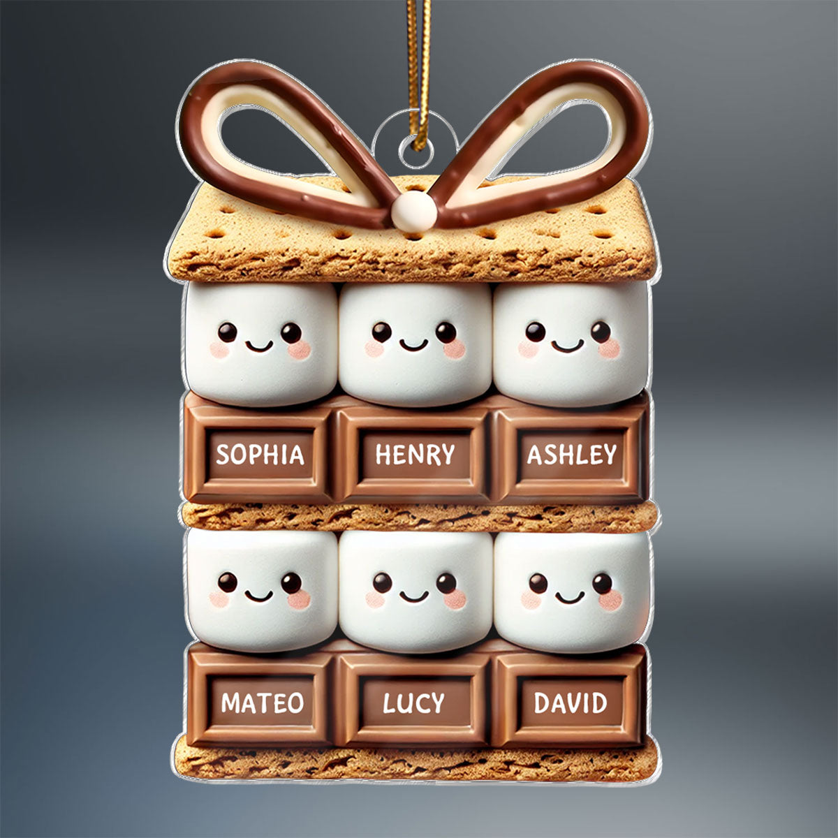 Funny Cute Christmas Family S'more Cake Personalized Acrylic Ornament