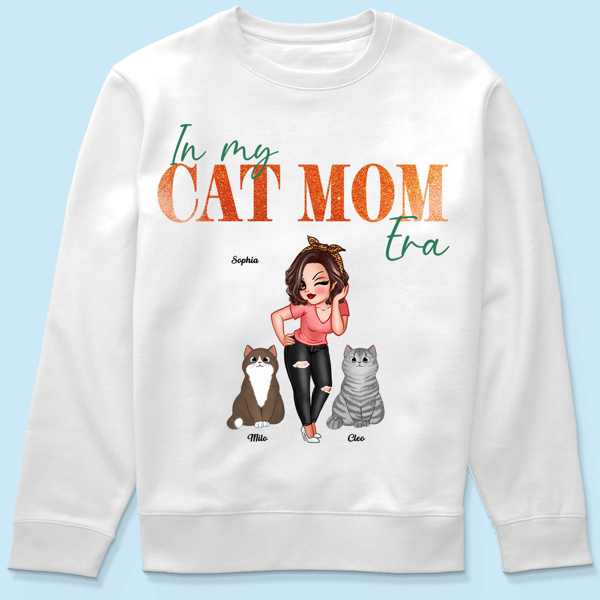 In My Cat Mom Era Pretty Woman & Fluffy Cats - Personalized Shirt