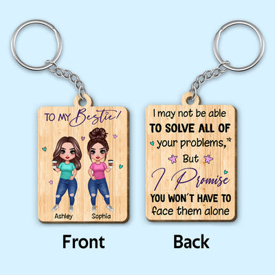Doll Besties Standing To My Bestie Personalized Wooden Keychain