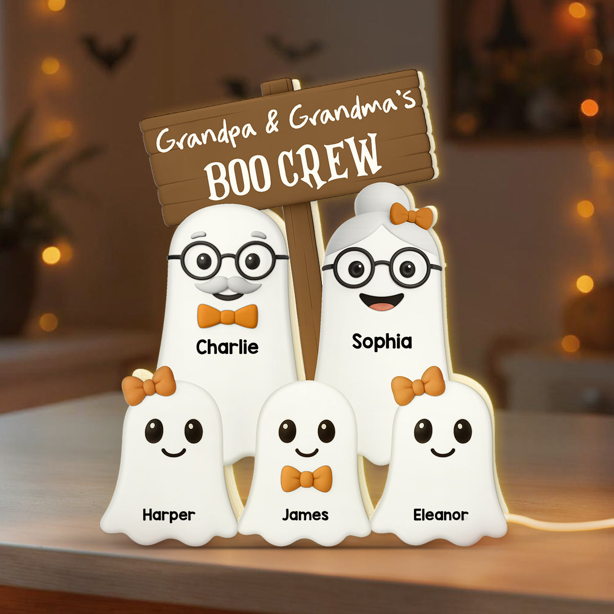 Halloween Grandma Grandpa Grandkids Boo Crew Personalized LED Light Box