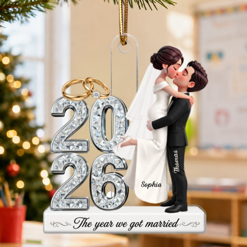 The Year We Got Married 2D Flat - Personalized Acrylic Ornament - Christmas Keepsake