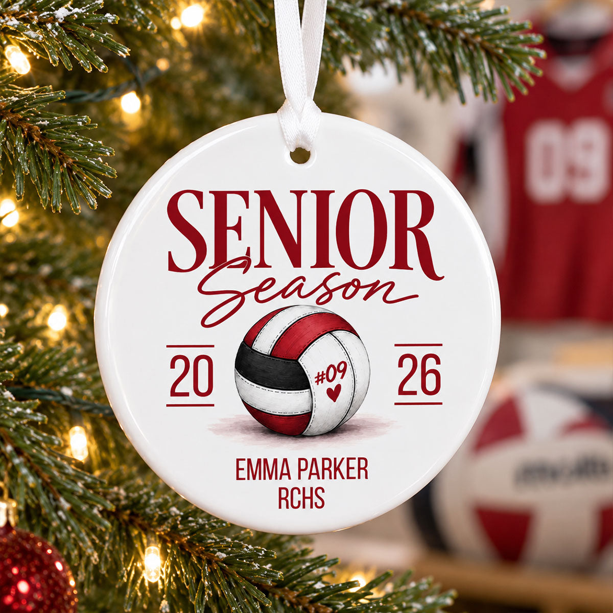 Senior Volleyball - Personalized Ceramic Ornament - Volleyball Senior Night Gift, Class of 2027 Keepsake, Volleyball Player Christmas Gift