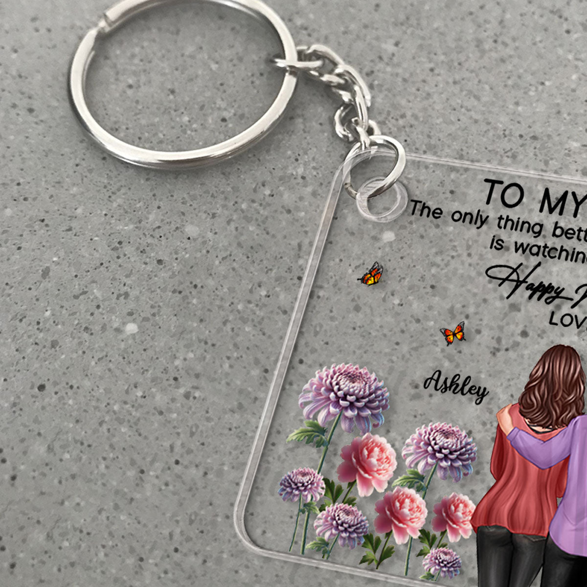 To My Daughter From Mom Happy Mother's Day Birth Flower Personalized Acrylic Keychain, Gift For Daughter