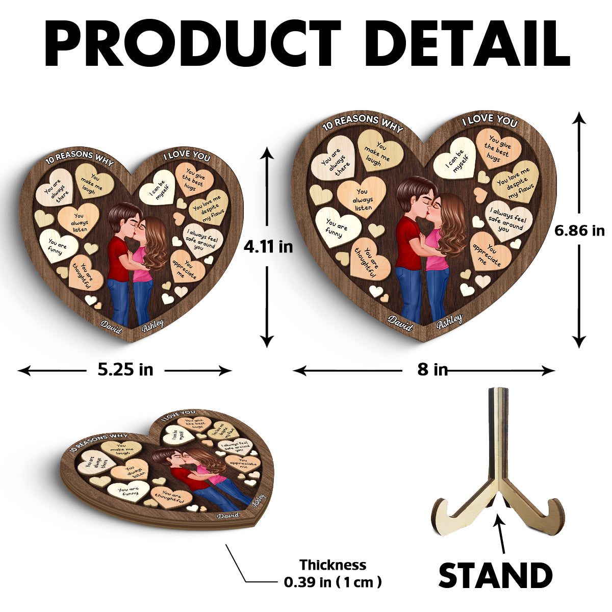 Doll Couple Kissing In Heart Reasons Why I Love You,  Gift For Him, For Her