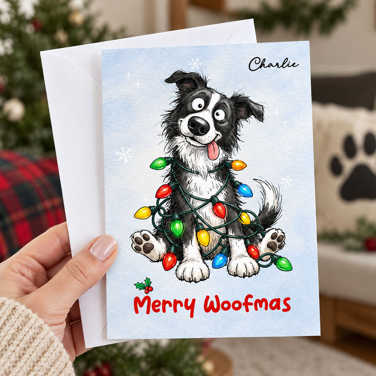 Happy Howlidays Custom Pet Portrait Quirky Silly Dog - Personalized Christmas Card - Funny Christmas Card For Dog Lover