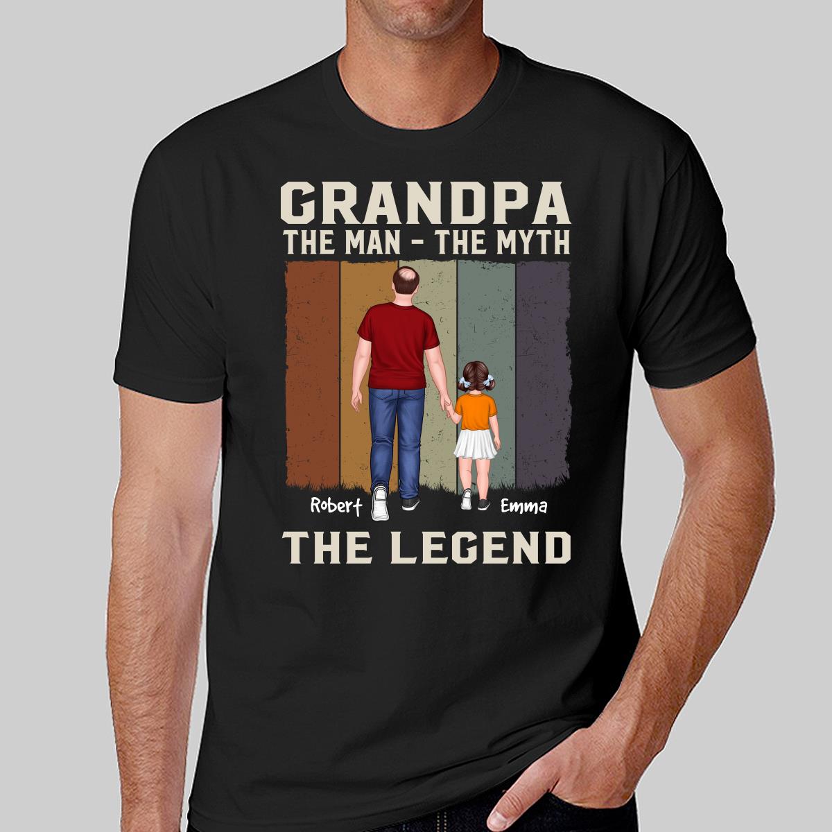 The Man The Myth The Legend Grandpa Dad Walking Back View Personalized Shirt