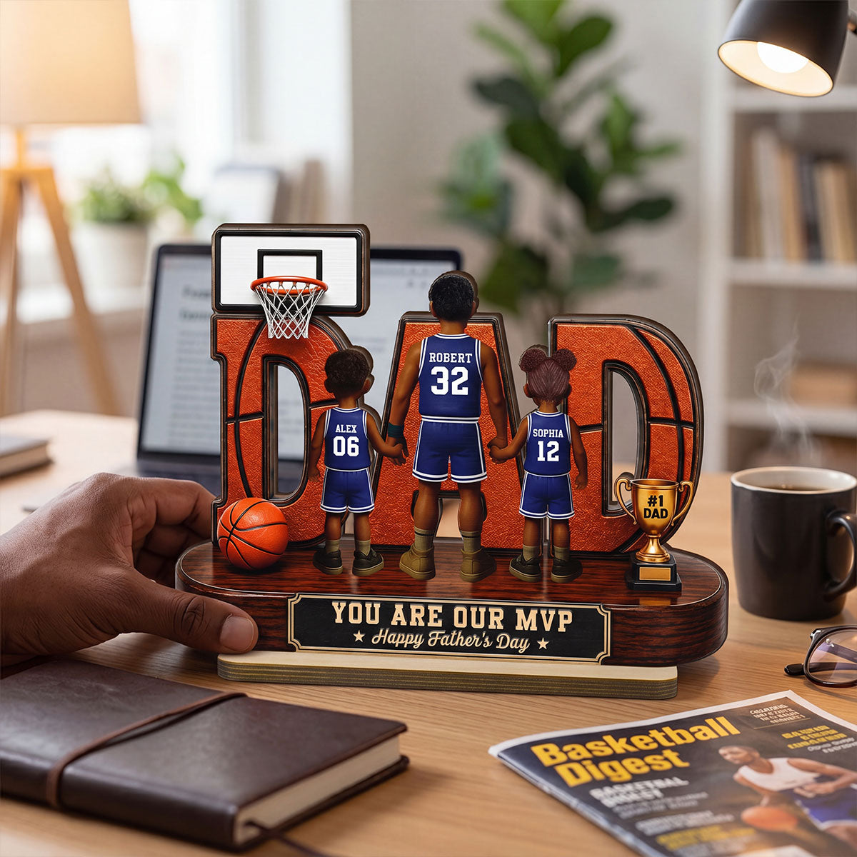 Basketball Dad Legend You Are Our MVP - Personalized 2-Layered Wooden Plaque - Unique Trending 2026 Father's Day Gift For Dad, Husband, Basketball Fans