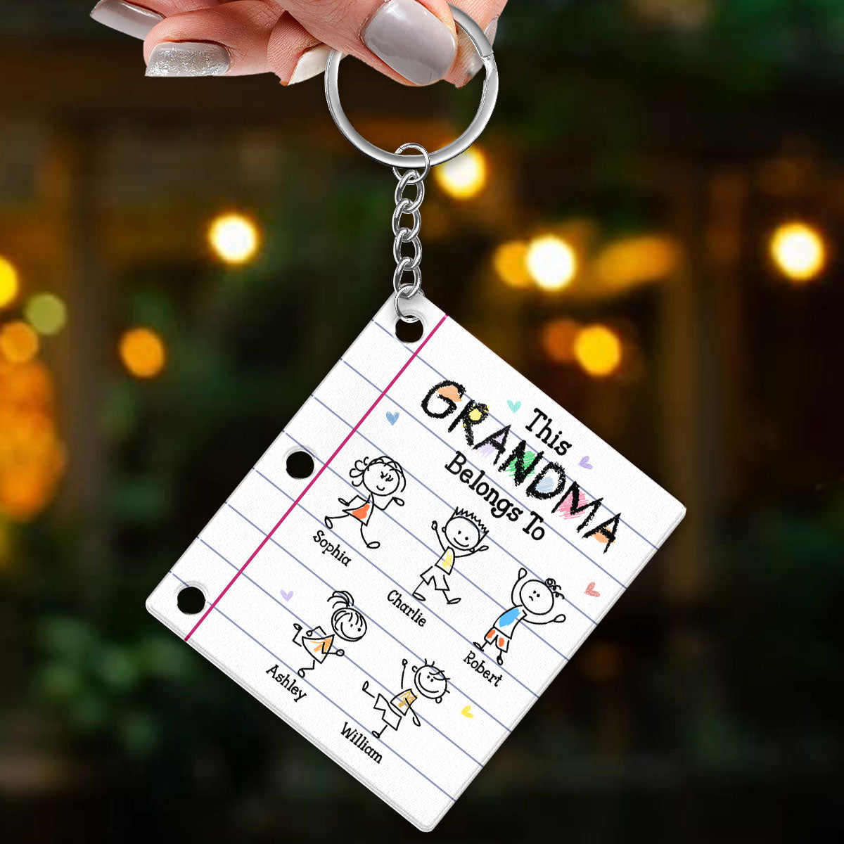 This Grandma Belongs To Crayon Kids Personalized Acrylic Keychain