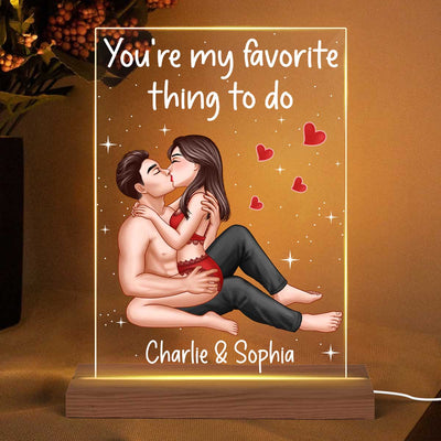 Sexy Couple Kissing Personalized Rectangle Acrylic Plaque LED Night Light