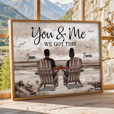 Eternal Love Couple Beach Landscape Retro Vintage Personalized Poster, Heartfelt Anniversary Gift, Wedding Gift, Birthday Gift For Couple, For Him, For Her