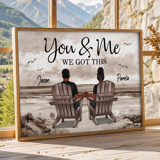 Eternal Love Couple Beach Landscape Retro Vintage Personalized Poster, Heartfelt Anniversary Gift, Wedding Gift, Birthday Gift For Couple, For Him, For Her