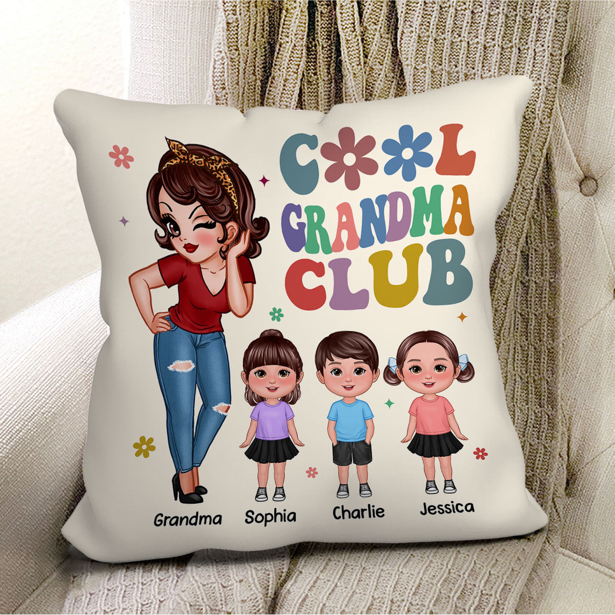 Cool Grandma Club Personalized Pillow, Gift For Grandma