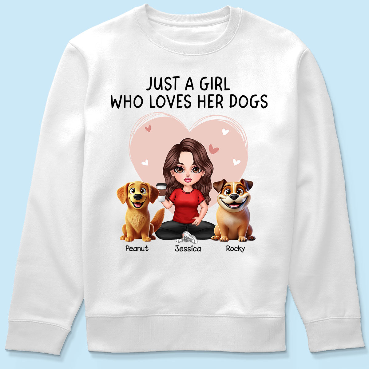 Just A Girl Who Loves Her Dogs Realistic Cartoon Dogs Personalized Shirt,  Gift For Dog Lover