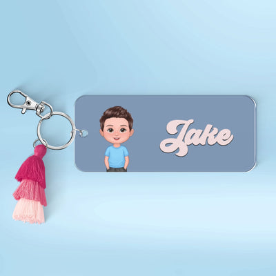 Cute Kid Personalized 2-Layer Acrylic Keychain, Name Tag, Back To School Gift