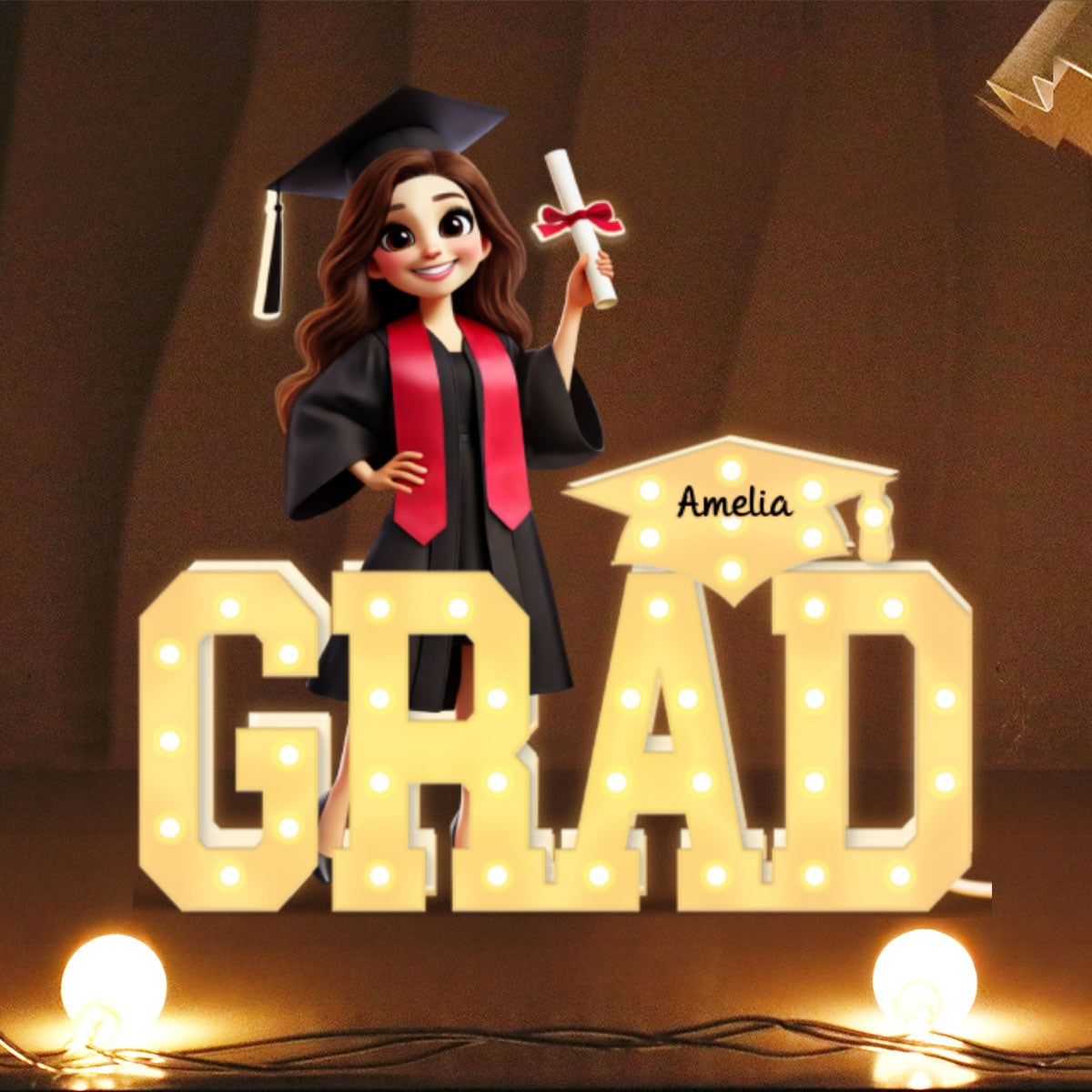 3D Effect 2025 Graduation Marquee Letters Personalized Light Box, Graduation Gift