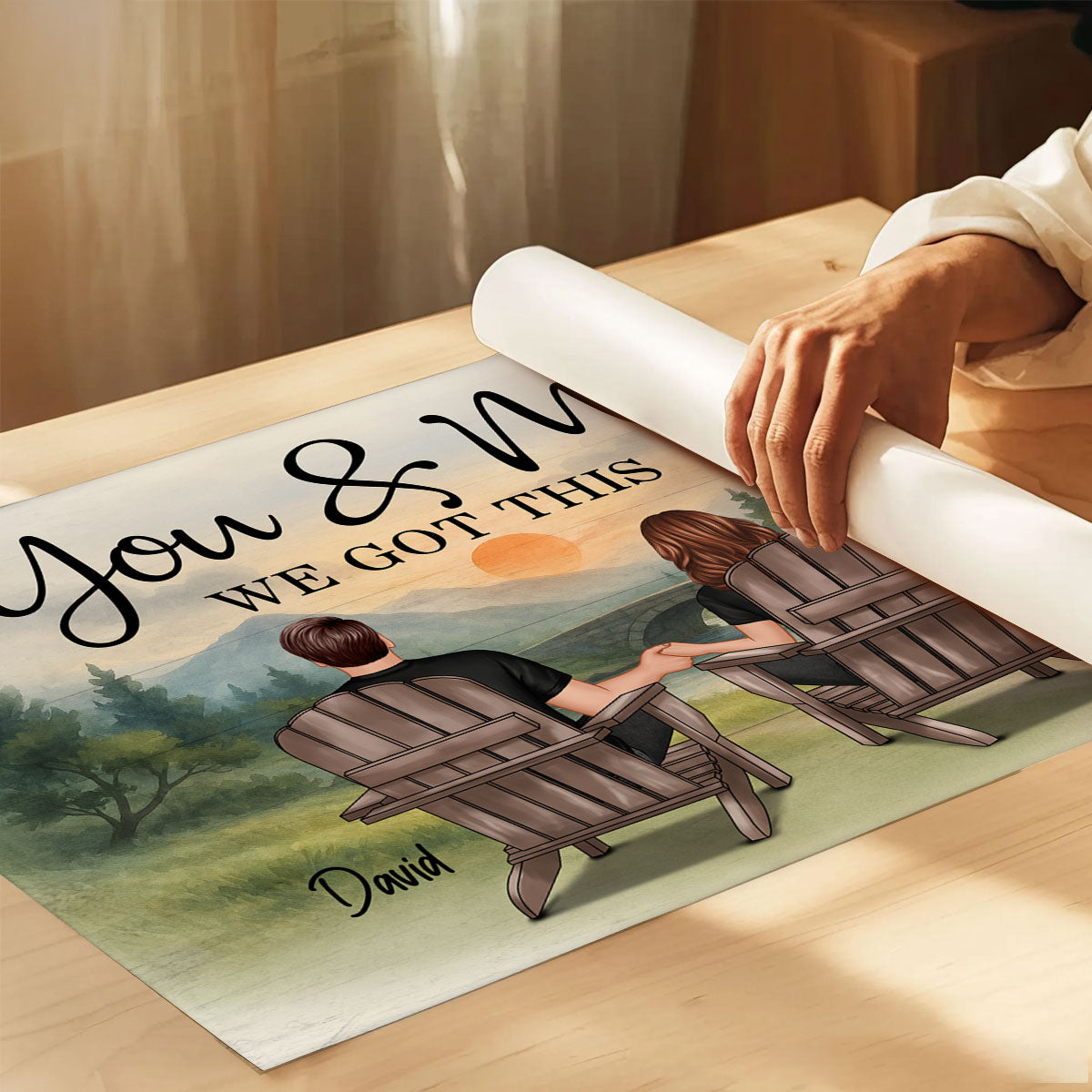 Retro Vintage Couple Mountain Landscape Personalized Poster| Heartfelt Anniversary Gift, Birthday Gift For Couple, For Him, For Her