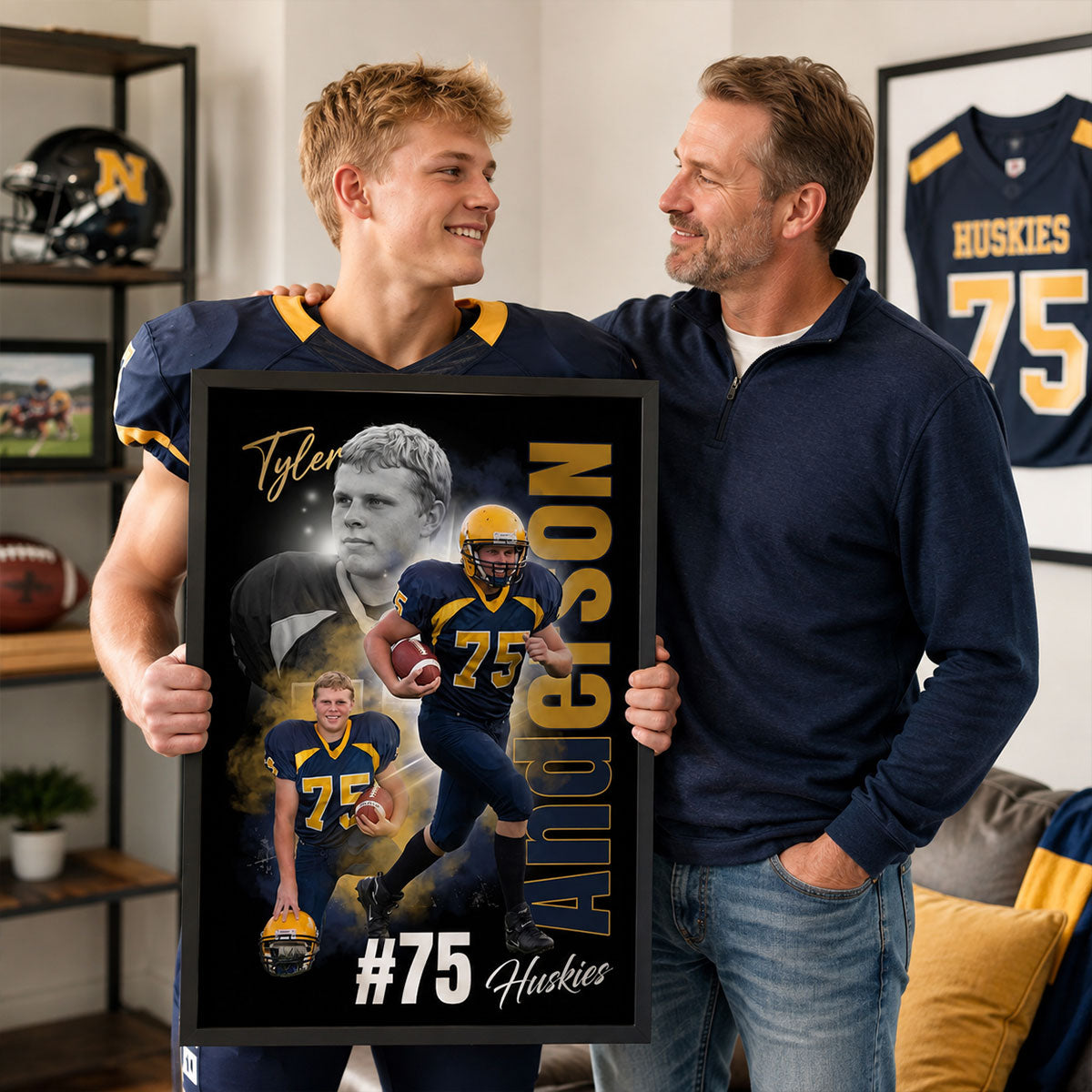 Custom Player Sport - Personalized Poster - Football Baseball Basketball Wall Art, Gift for Him, Boys Girls Room Decor