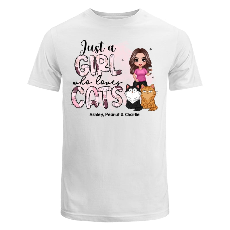 Just A Girl Who Loves Cats Doodle Pattern Funny Cats Expressions Personalized Shirt