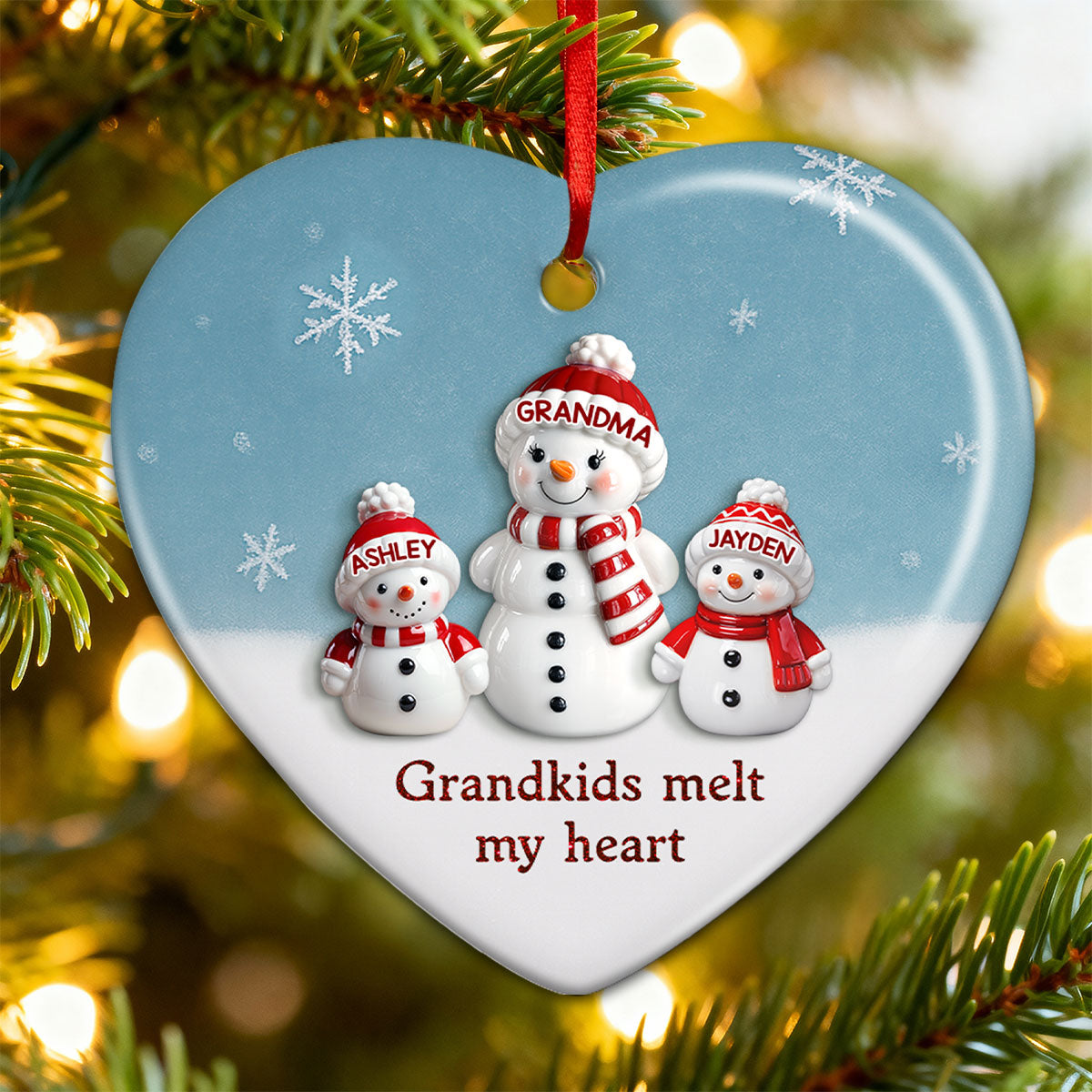 3D Effect Snowman Grandma & Grandkids