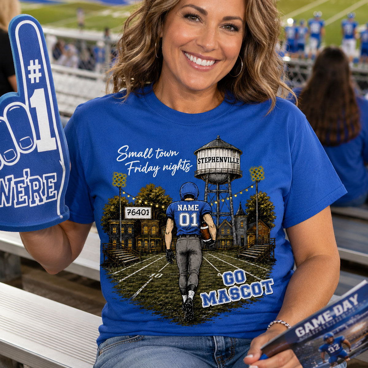 Custom Town Name & Zip Code - Personalized Shirt - Game Day Fall Shirt for Football Mom, Football Mama