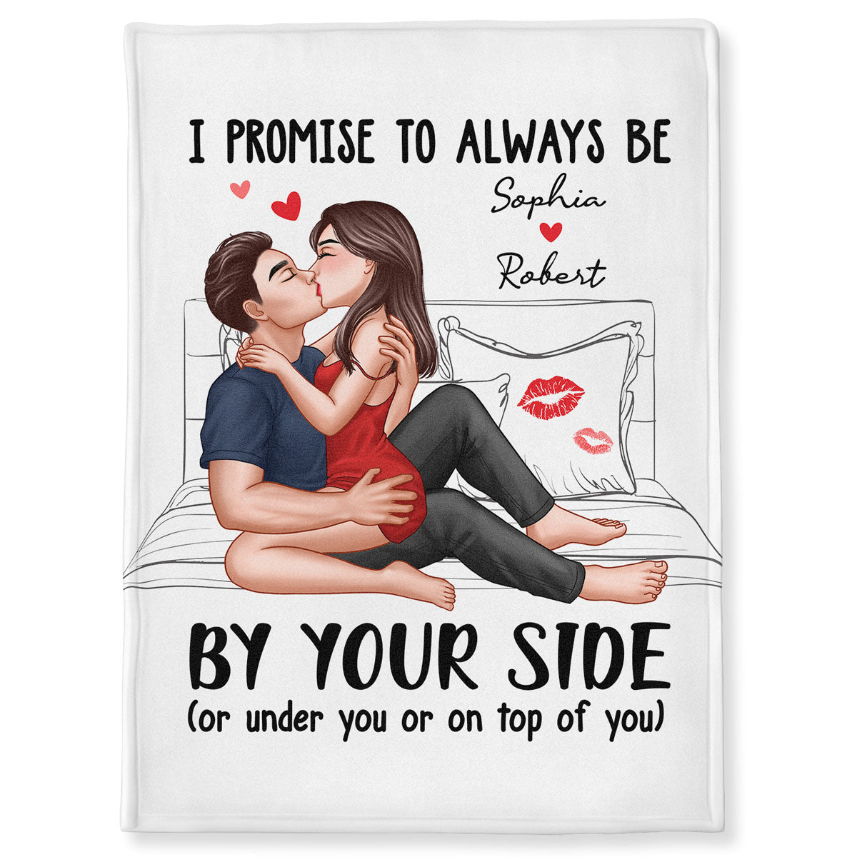 Sexy Kissing Couple Promise To Always By Your Side Personalized Fleece Blanket