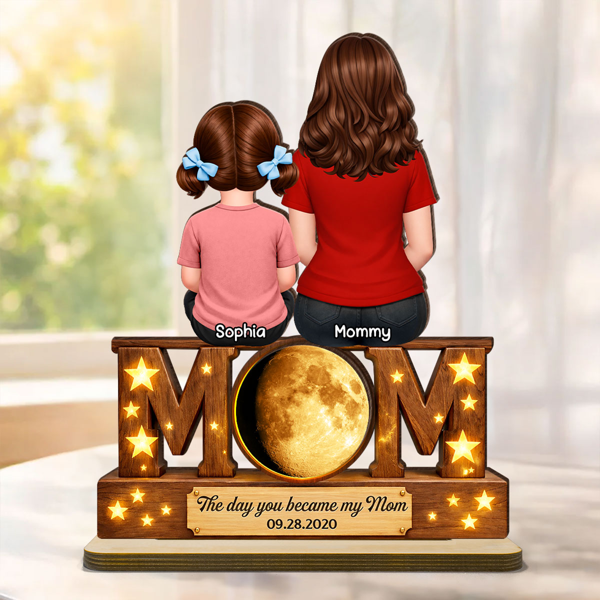 The Day You Became My Mom Daughter Son - Personalized 2-Layered Wooden Plaque - Heartfelt Gift For Mom, Grandma