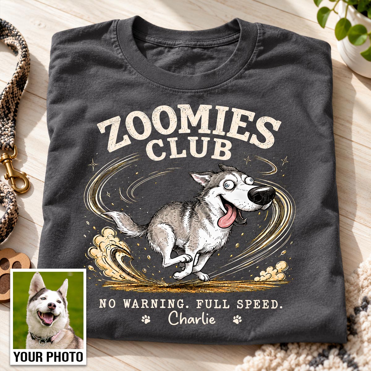 Zoomies Club Quirky Dog Portrait From Your Custom Pet Photo - Personalized Shirt - Funny Gift For Dog Cat Lover