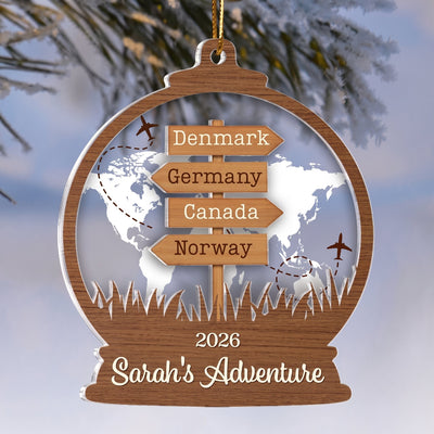 2024 Travel Adventure 2-Layered Acrylic Ornament, Personalized Travel Decoration, Christmas Gift For Travelers