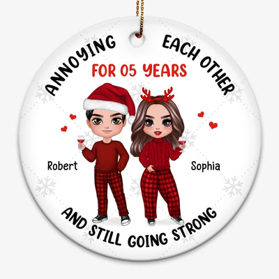 Annoying Each Other For Years Doll Couple Standing Personalized Circle Ornament