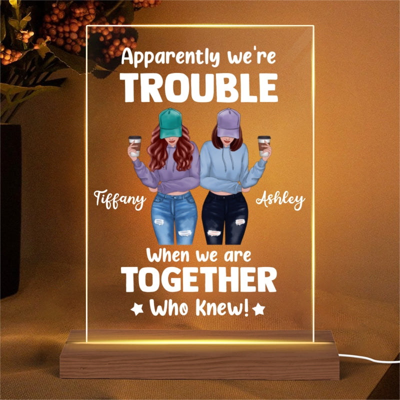 We‘re Trouble Besties Front View Personalized Personalized Rectangle Acrylic Plaque LED Lamp Night Light