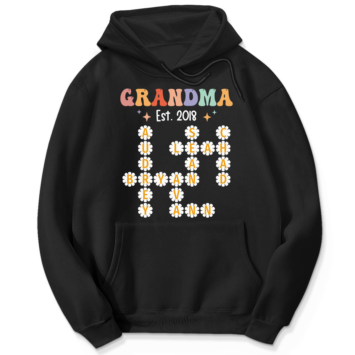 Grandma Mom Daisy Flower Crossword Art Puzzle Personalized Shirt