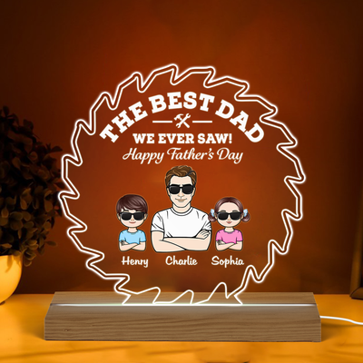 Best Dad Grandpa We Ever Saw Blade Personalized Warm Custom Shape LED Night Light