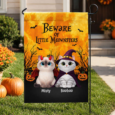Halloween Theme Beware Of Little Meownsters Cats - Personalized Garden Flag - Halloween Decor For Cat Lovers