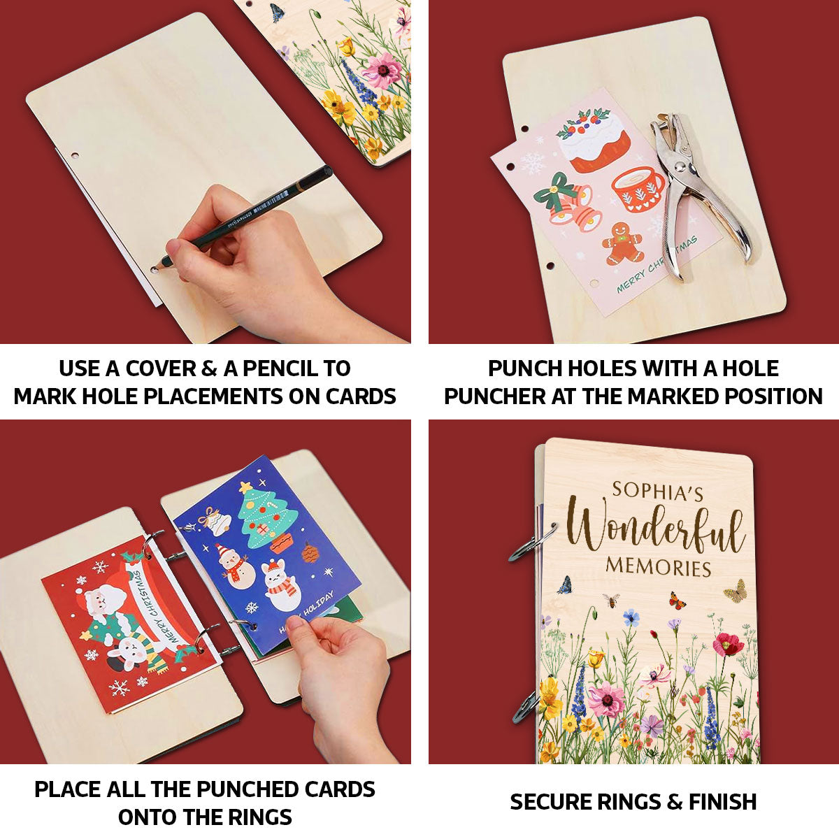My Wonderful Memories Beautiful Floral Keepsake Personalized Card Keeper