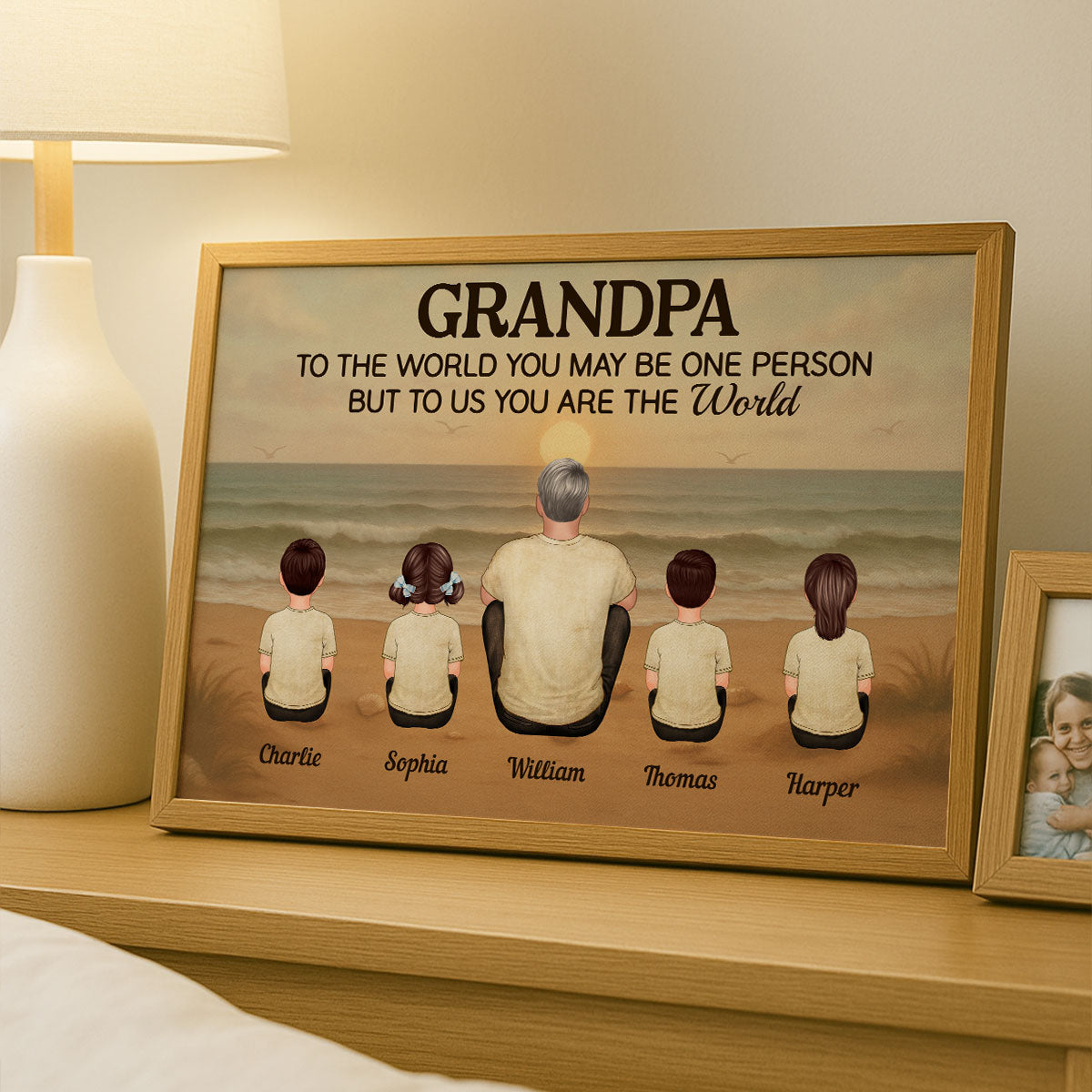 Vintage Retro Grandpa Beach Landscape Personalized Poster