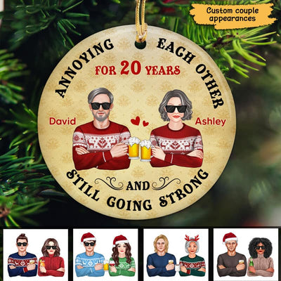 Couple Annoying Each Other Man Woman Christmas Personalized Circle Ornament
