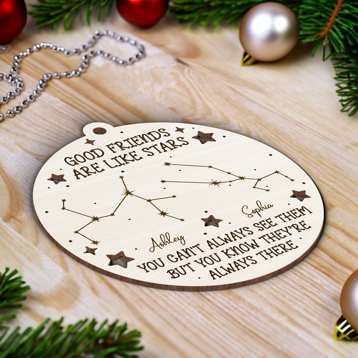 Friends Are Like Stars Zodiac Sign Personalized Wooden Ornament