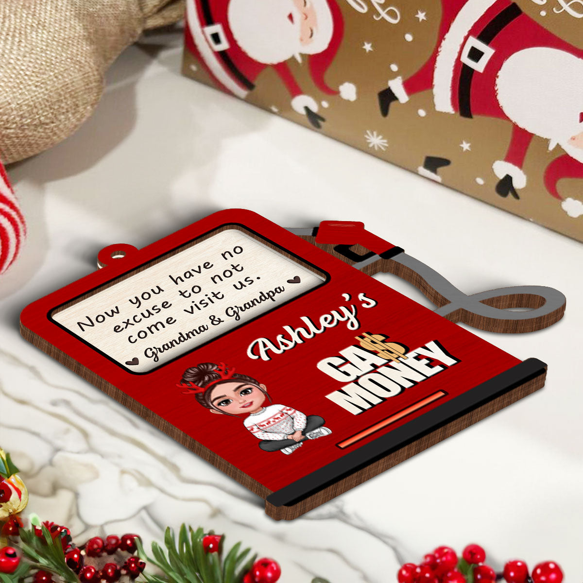 Hidden Message Gas Pump Shaped Personalized Gas Money Holder Ornament, Unique Christmas Gift For Teenager Driver, Funny 16 Birthday Gift