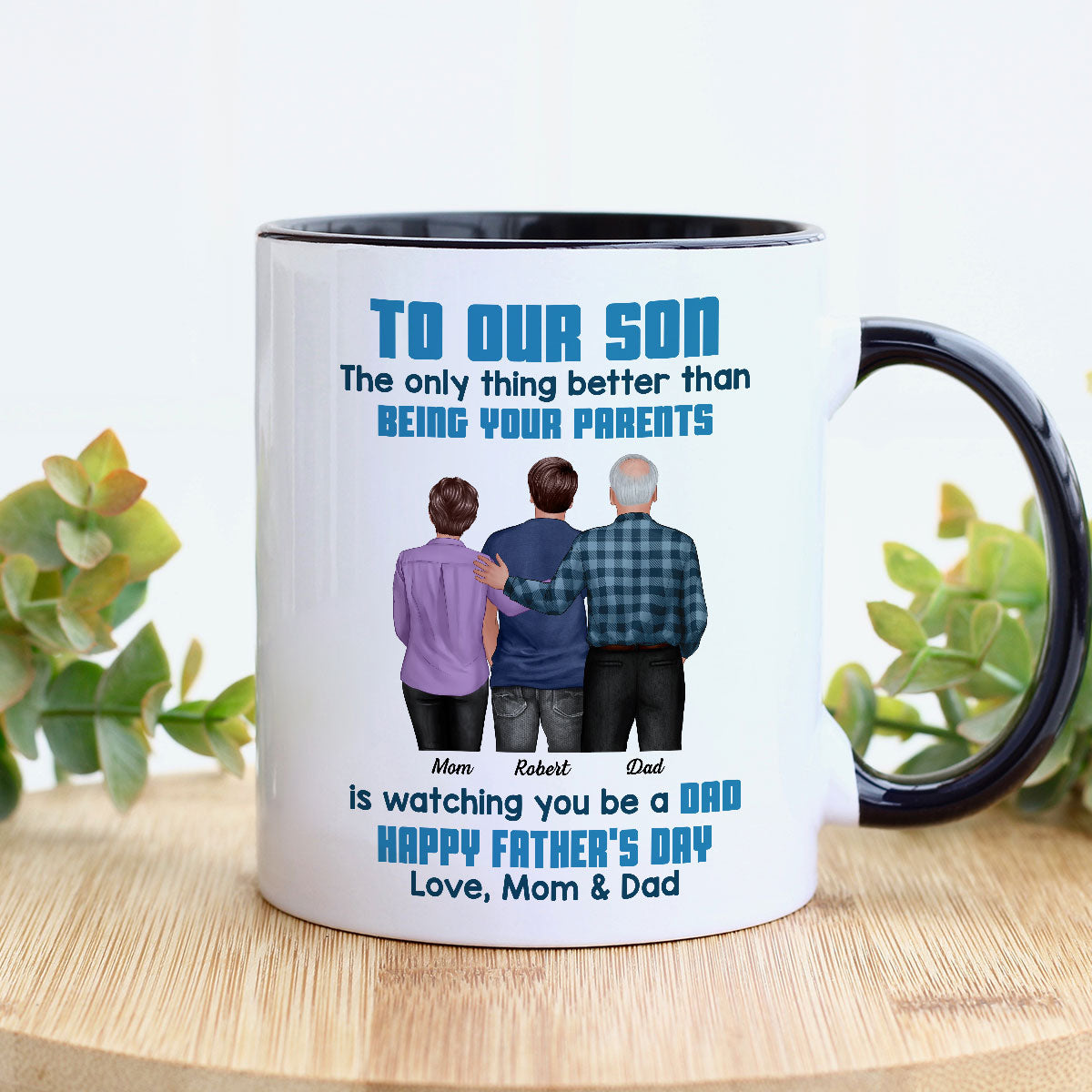 To My Son From Mom Dad Blue Tone Personalized Mug| Heartfelt Father's Day Gift For Son